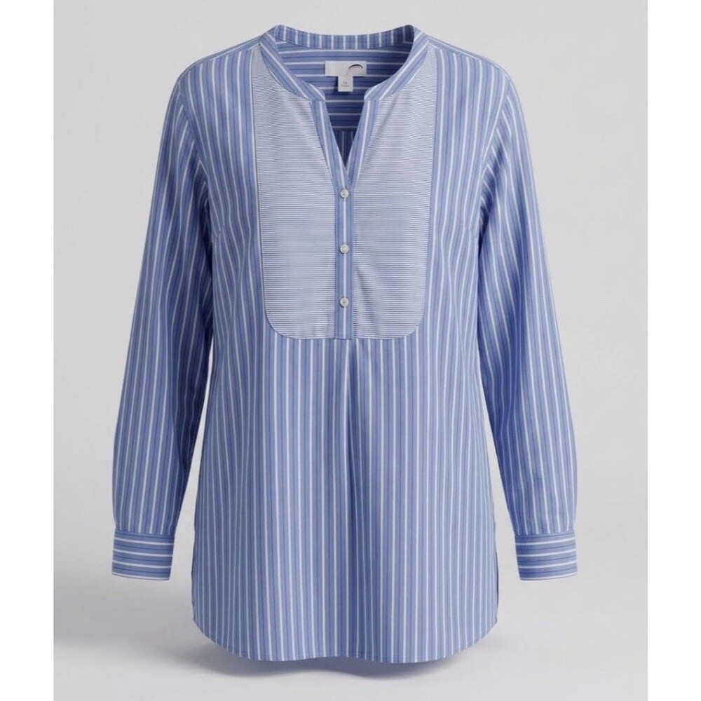 Old Navy Womens 2XL Blue Striped Tunic button up Top Coastal Beachy Plus size